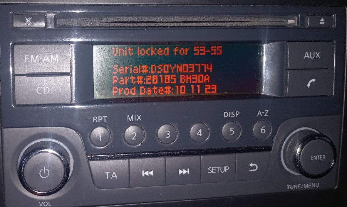 Nissan Juke screen serial number